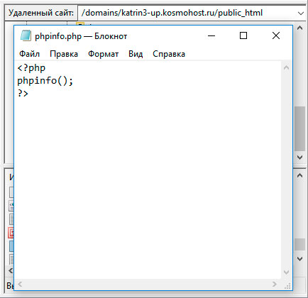 Добавление функции phpinfo в файл