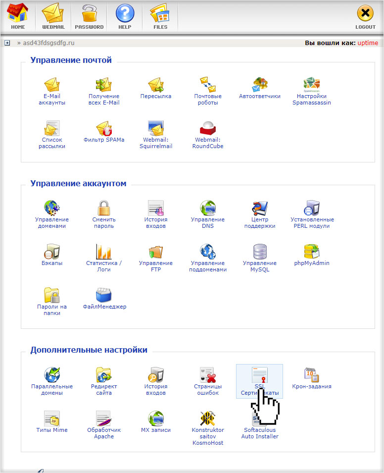Переход к настройкам SSL на хостинге с DirectAdmin